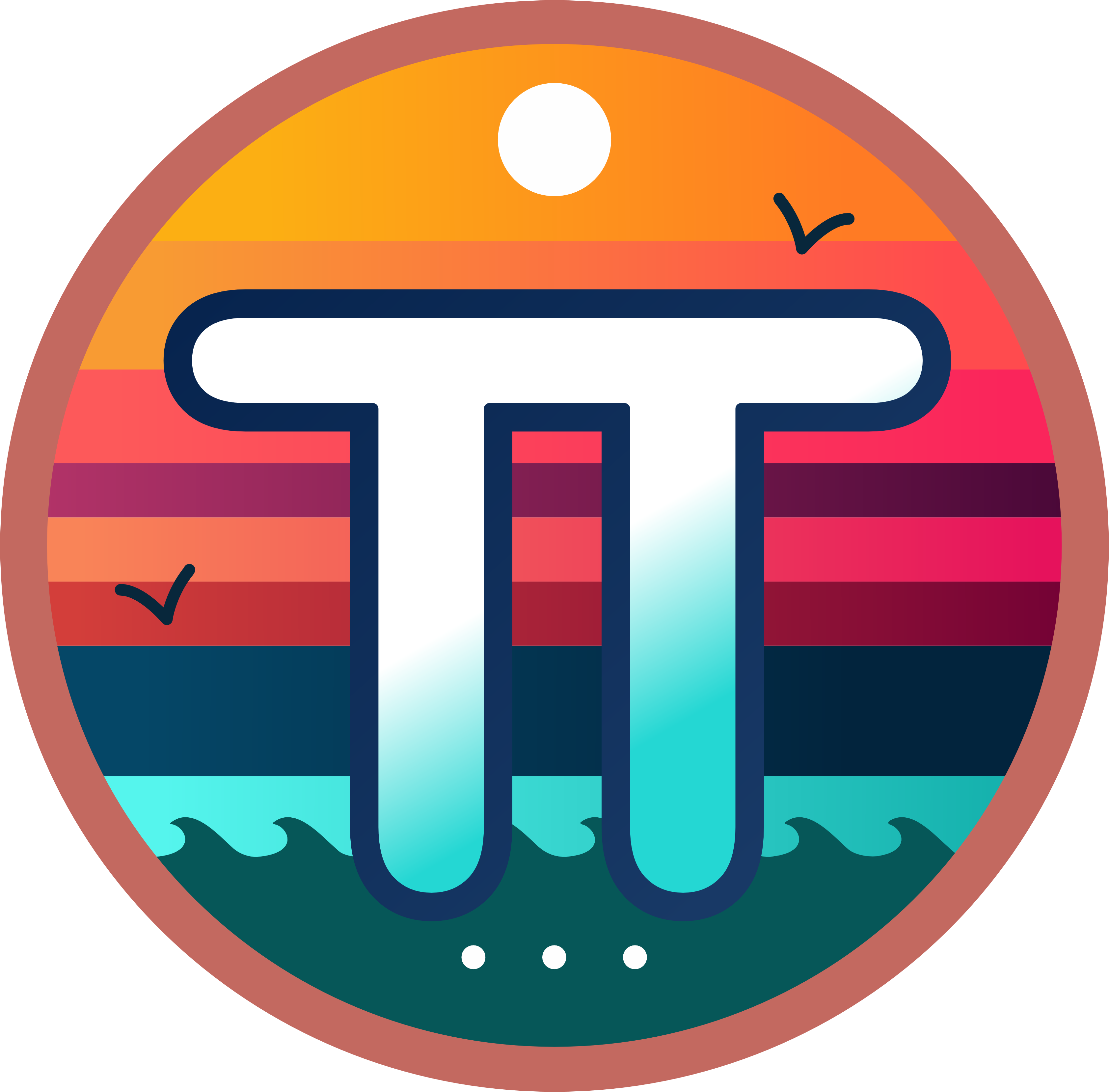 TekTinkers logo: a pi symbol over a sunset and the sea