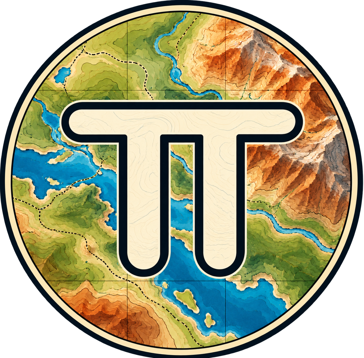 TerraTinkers logo: a pi symbol over a topographic map
